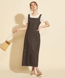 BEAUTY&YOUTH UNITED ARROWS | BY テレデランリネン フロントボタンワンピース -ウォッシャブルー(ワンピース)