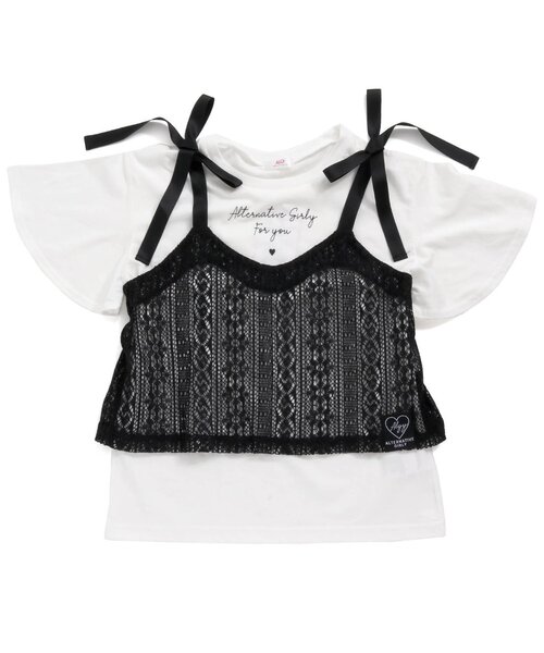 algy(アルジー)の「クロシェキャミ&Tセット(その他トップス・キッズ・レッド/ベージュ/ブラック・XX-SMALL/MEDIUM/SMALL/X-SMALL)」の2枚目の写真