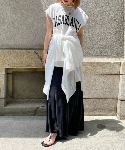 DouDou（ドゥドゥ）の「キュプラフレアスカート（スカート・レディース・ブラック/ブルー/グレイッシュベージュ・FREE）」の4枚目の写真