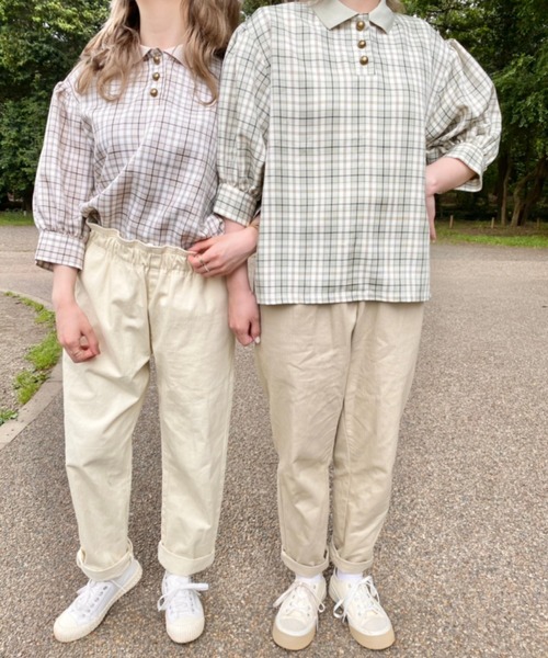 nemne store(ネンネストア)の「ティーカップとポロ風チェックシャツ(シャツ/ブラウス・レディース・ベージュ/オフホワイト・フリー)」の9枚目の写真