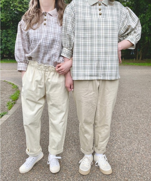 nemne store(ネンネストア)の「ティーカップとポロ風チェックシャツ(シャツ/ブラウス・レディース・ベージュ/オフホワイト・フリー)」の10枚目の写真