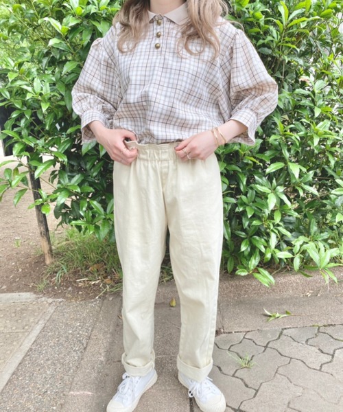 nemne store(ネンネストア)の「ティーカップとポロ風チェックシャツ(シャツ/ブラウス・レディース・ベージュ/オフホワイト・フリー)」の13枚目の写真