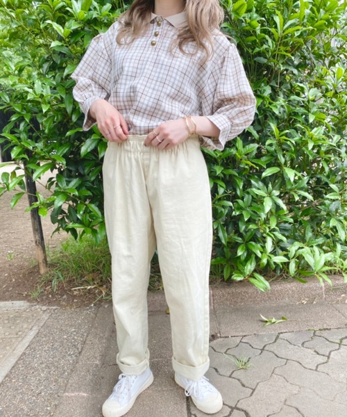 nemne store(ネンネストア)の「ティーカップとポロ風チェックシャツ(シャツ/ブラウス・レディース・ベージュ/オフホワイト・フリー)」の14枚目の写真