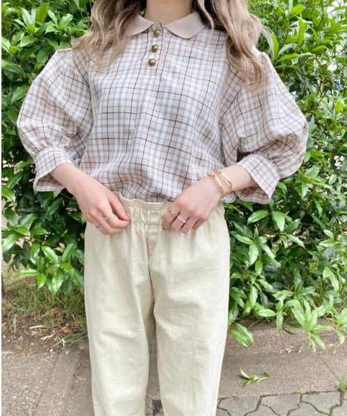 nemne store(ネンネストア)の「ティーカップとポロ風チェックシャツ(シャツ/ブラウス・レディース・ベージュ/オフホワイト・フリー)」の16枚目の写真