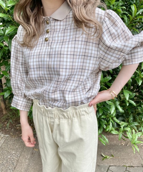 nemne store(ネンネストア)の「ティーカップとポロ風チェックシャツ(シャツ/ブラウス・レディース・ベージュ/オフホワイト・フリー)」の19枚目の写真