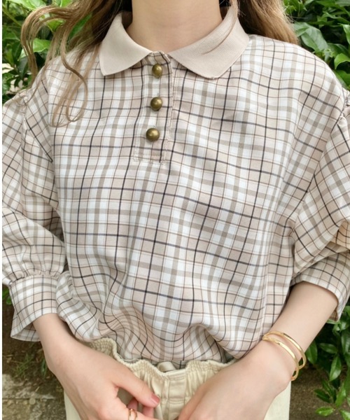 nemne store(ネンネストア)の「ティーカップとポロ風チェックシャツ(シャツ/ブラウス・レディース・ベージュ/オフホワイト・フリー)」の20枚目の写真