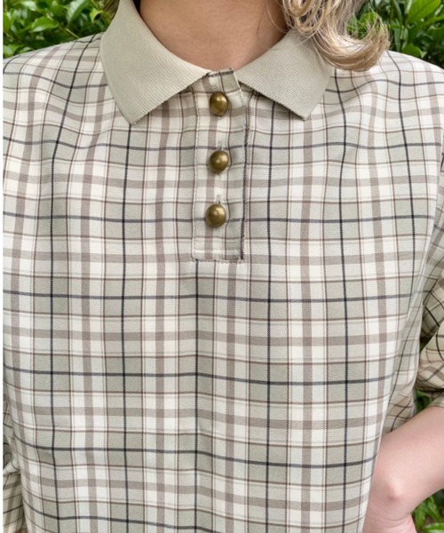 nemne store(ネンネストア)の「ティーカップとポロ風チェックシャツ(シャツ/ブラウス・レディース・ベージュ/オフホワイト・フリー)」の5枚目の写真
