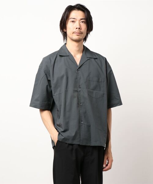 CRAFT STANDARD BOUTIQUE（クラフトスタンダードブティック）の「綿レーヨン半袖オープンカラーシャツ　＊（シャツ/ブラウス・メンズ・チャコールグレー/アイボリー/ベージュ系その他/ブルー系その他4・LL/M/L）」の2枚目の写真