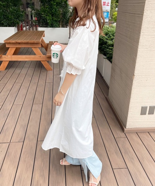 apres jour clair（アプレジュールクレア）の「【apres jour clair】刺繍バンドカラーワンピース【ZOZOTOWN限定アイテム】（ワンピース・レディース・オフホワイト/ベージュ・フリー/X-LARGE）」の9枚目の写真