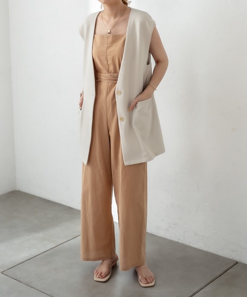 mystic（ミスティック）の「anyway サロペット（サロペット/オーバーオール・レディース・ブラック/アイボリー/キャメル・1/2）」の3枚目の写真