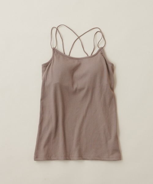 natural couture（ナチュラルクチュール）の「オープンバックカップ付きキャミソール（キャミソール・レディース・オフホワイト/イエロー/ブラック/モカ・FREE）」の3枚目の写真