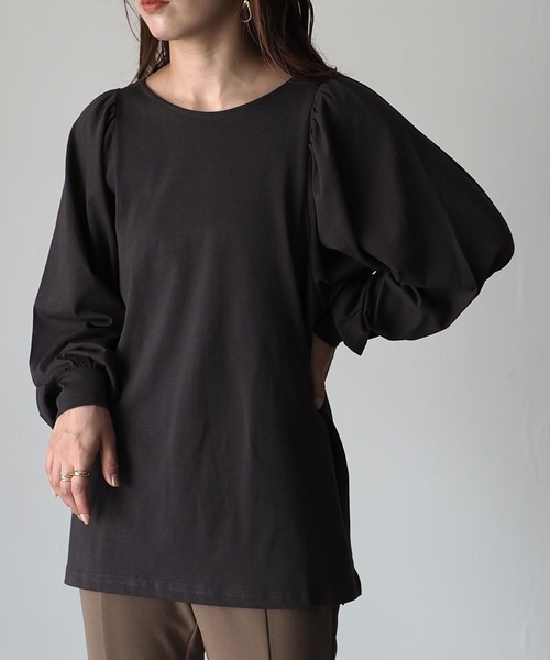 Riberry（リベリー）の「ボリューム袖Teeブラウス（Tシャツ/カットソー・レディース・オフホワイト/スミクロ・MEDIUM）」の17枚目の写真