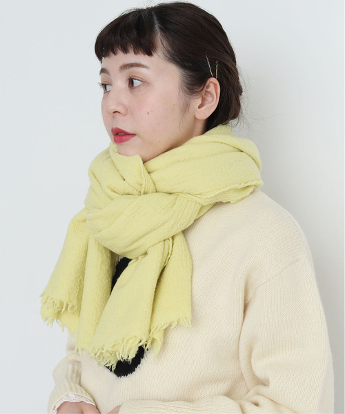 CHILD WOMAN（チャイルドウーマン）の「スーパー120無撚糸製品染め大判ストール（ストール/ショール・レディース・ネイビー/レッド/サックスブルー/ピンク/イエロー・FREE）」の12枚目の写真