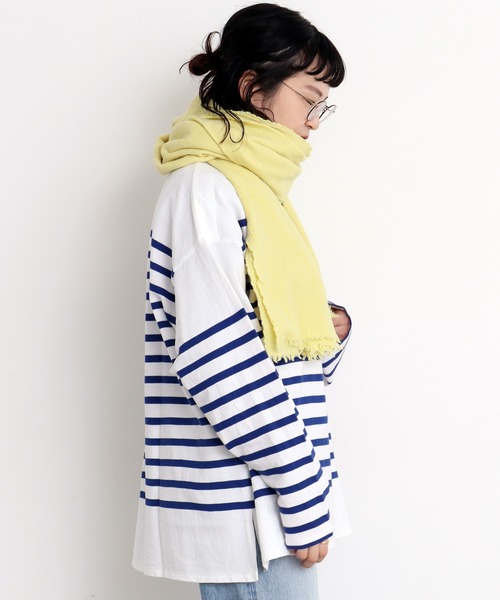 CHILD WOMAN（チャイルドウーマン）の「スーパー120無撚糸製品染め大判ストール（ストール/ショール・レディース・ネイビー/レッド/サックスブルー/ピンク/イエロー・FREE）」の9枚目の写真