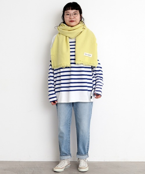 CHILD WOMAN（チャイルドウーマン）の「スーパー120無撚糸製品染め大判ストール（ストール/ショール・レディース・ネイビー/レッド/サックスブルー/ピンク/イエロー・FREE）」の8枚目の写真