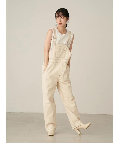 earth music&ecology（アースミュージックアンドエコロジー）の「バックリボンデニムサロペット ＊（サロペット/オーバーオール・レディース・ダークインディゴブルー/ホワイト系その他2・FREE）」の5枚目の写真