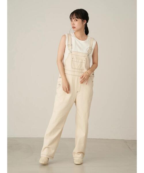 earth music&ecology（アースミュージックアンドエコロジー）の「バックリボンデニムサロペット ＊（サロペット/オーバーオール・レディース・ダークインディゴブルー/ホワイト系その他2・FREE）」の7枚目の写真