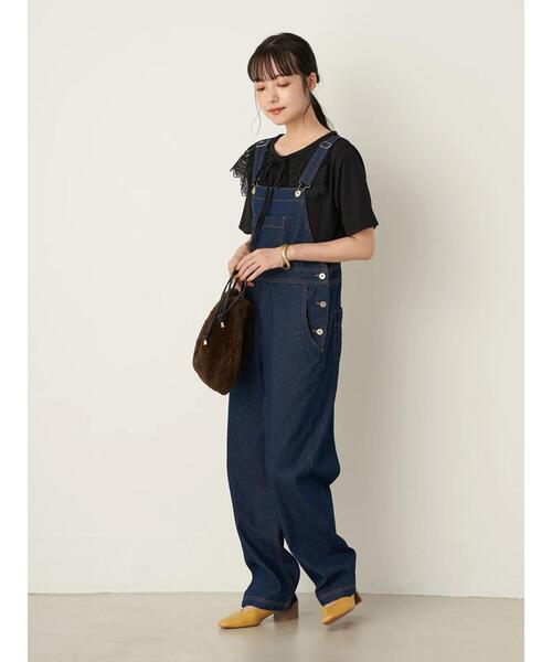 earth music&ecology（アースミュージックアンドエコロジー）の「バックリボンデニムサロペット ＊（サロペット/オーバーオール・レディース・ダークインディゴブルー/ホワイト系その他2・FREE）」の22枚目の写真