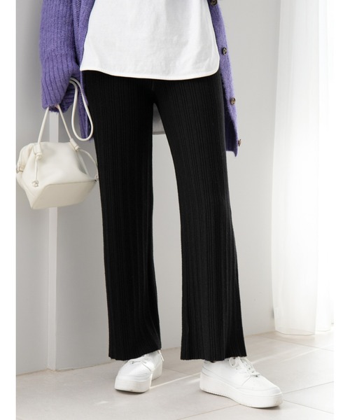 fifth（フィフス）の「ランダムリブニットパンツ（その他パンツ・レディース・グレー/アイボリー/ブラック・MEDIUM）」の2枚目の写真