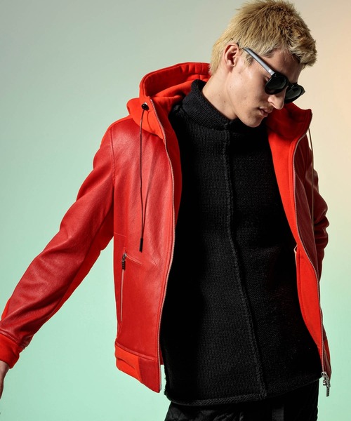 C DIEM（カルペディエム）の「C DIEM(カルペディエム)ストレッチシープレザーフーディー（その他アウター・メンズ・ブラック/オレンジ・M/L）」の13枚目の写真