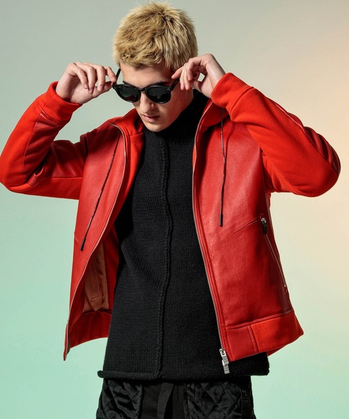 C DIEM ストレッチシープレザーコンビジャケット セール】C DIEM(カルペディエム)ストレッチシープレザーフーディー