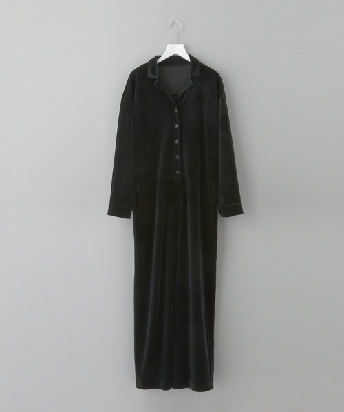 A part by（アパートバイ）の「【e/rm】ストレッチベロアオールインワン　238303（つなぎ/オールインワン・レディース・グリーン系その他5/ブラック・FREE）」の2枚目の写真