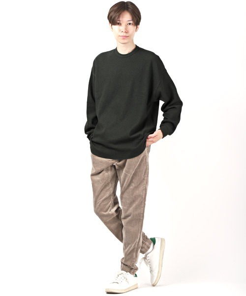 LUXSTYLE(ラグスタイル)の「ワッフルクルーネックロンT(Tシャツ/カットソー・メンズ・ブラック/ネイビー/チャコール/グレー/ホワイト・XL/L/M)」の6枚目の写真