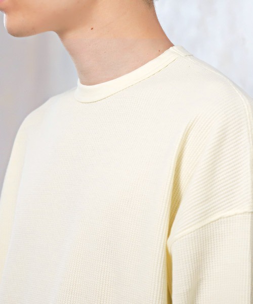 LUXSTYLE(ラグスタイル)の「ワッフルクルーネックロンT(Tシャツ/カットソー・メンズ・ブラック/ネイビー/チャコール/グレー/ホワイト・XL/L/M)」の13枚目の写真