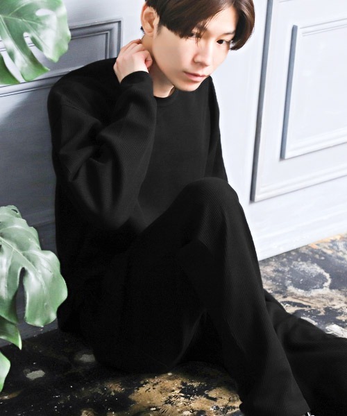 LUXSTYLE(ラグスタイル)の「ワッフルクルーネックロンT(Tシャツ/カットソー・メンズ・ブラック/ネイビー/チャコール/グレー/ホワイト・XL/L/M)」の15枚目の写真