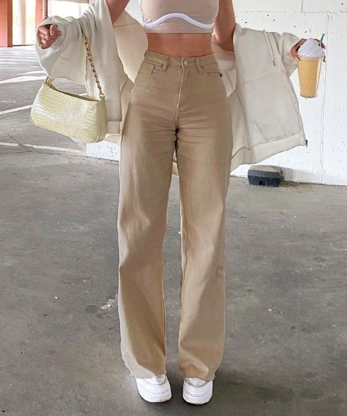 Opinion korean town（オピニオン コリアン タウン）の「HWフレアデニム（デニムパンツ・レディース・ブラック/ベージュ/ブラウン・S/M/L）」の12枚目の写真