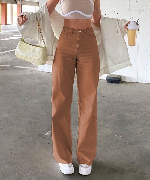 Opinion korean town（オピニオン コリアン タウン）の「HWフレアデニム（デニムパンツ・レディース・ブラック/ベージュ/ブラウン・S/M/L）」の7枚目の写真