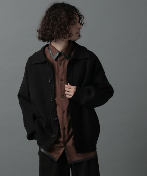 HARE（ハレ）の「2WAYニットカーディガン(HARE)（ニット/セーター・メンズ・ブラック/オフホワイト/ライトベージュ・SMALL/MEDIUM）」の2枚目の写真