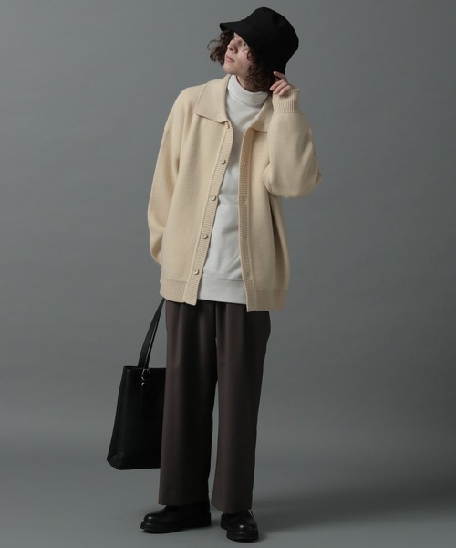 HARE（ハレ）の「2WAYニットカーディガン(HARE)（ニット/セーター・メンズ・ブラック/オフホワイト/ライトベージュ・SMALL/MEDIUM）」の5枚目の写真