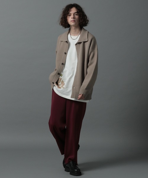 HARE（ハレ）の「2WAYニットカーディガン(HARE)（ニット/セーター・メンズ・ブラック/オフホワイト/ライトベージュ・SMALL/MEDIUM）」の7枚目の写真