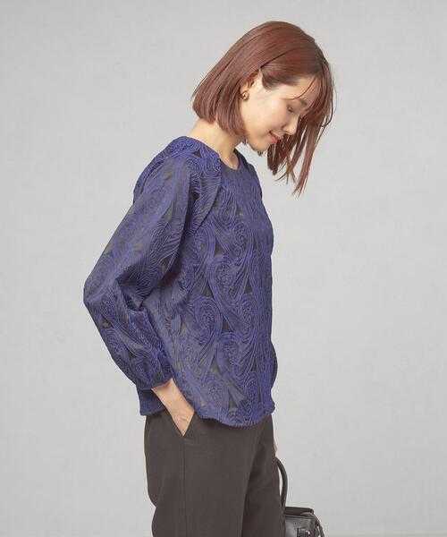 THE STATION STORE(ザ ステーション ストア)の「<closet story(クローゼットストーリー)>ジャカード ラグラン プルオーバー ブラウス(シャツ/ブラウス・レディース・ブラック/ロイヤルブルー・FREE)」の1枚目の写真