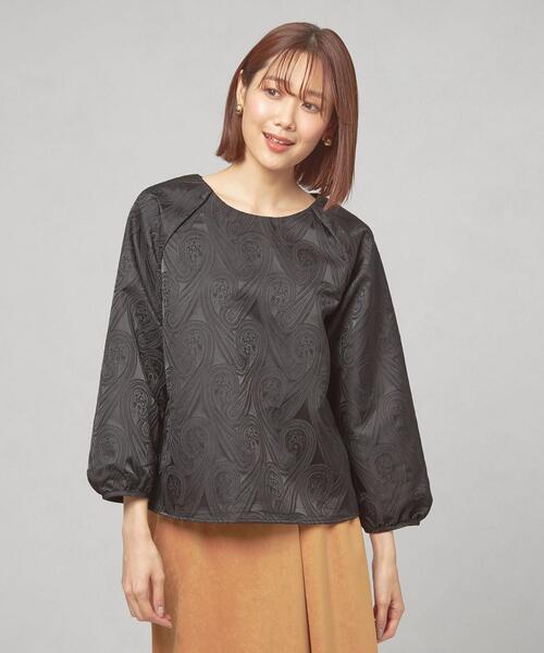 THE STATION STORE(ザ ステーション ストア)の「<closet story(クローゼットストーリー)>ジャカード ラグラン プルオーバー ブラウス(シャツ/ブラウス・レディース・ブラック/ロイヤルブルー・FREE)」の2枚目の写真