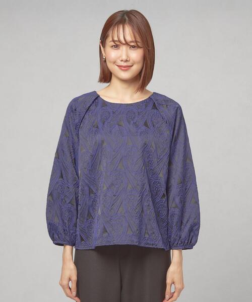 THE STATION STORE(ザ ステーション ストア)の「<closet story(クローゼットストーリー)>ジャカード ラグラン プルオーバー ブラウス(シャツ/ブラウス・レディース・ブラック/ロイヤルブルー・FREE)」の9枚目の写真