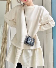 Aライン裾フリルドッキングトップス