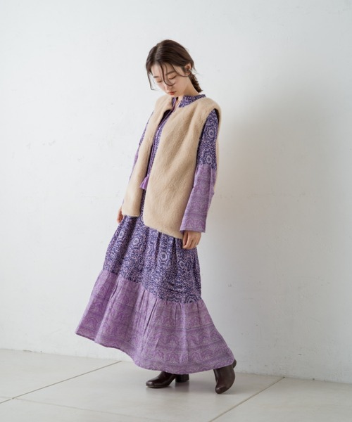 Kastane(カスタネ)の「ボヘラティアードワンピース(ワンピース・レディース・パープル/イエロー・FREE)」の17枚目の写真