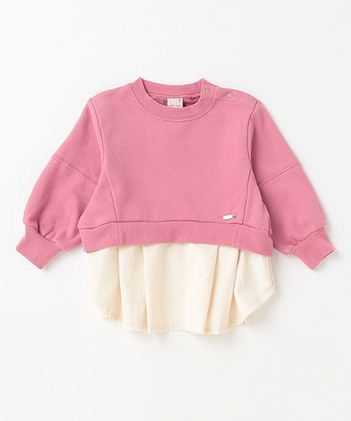 petit main（プティマイン）の「【リンク】裾シャツショート丈トレーナー（スウェット・キッズ・ピンク/ベージュ/ブラック・80ｃｍ/90cm/100cm/110cm/120cm/130cm）」の3枚目の写真
