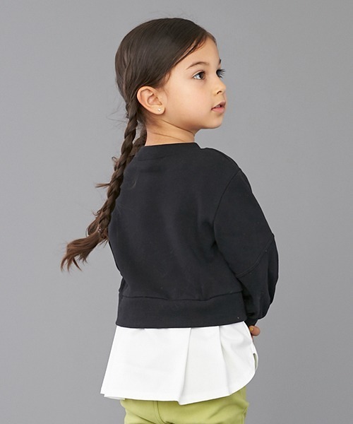petit main（プティマイン）の「【リンク】裾シャツショート丈トレーナー（スウェット・キッズ・ピンク/ベージュ/ブラック・80ｃｍ/90cm/100cm/110cm/120cm/130cm）」の16枚目の写真