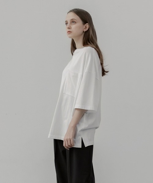 remer(リメール)の「loose Relax pocket Tee / ルーズリラックスポケットTee(Tシャツ/カットソー・メンズ・ホワイト/ブラック/ダークブルー/グレイッシュベージュ・SMALL/MEDIUM/LARGE)」の1枚目の写真