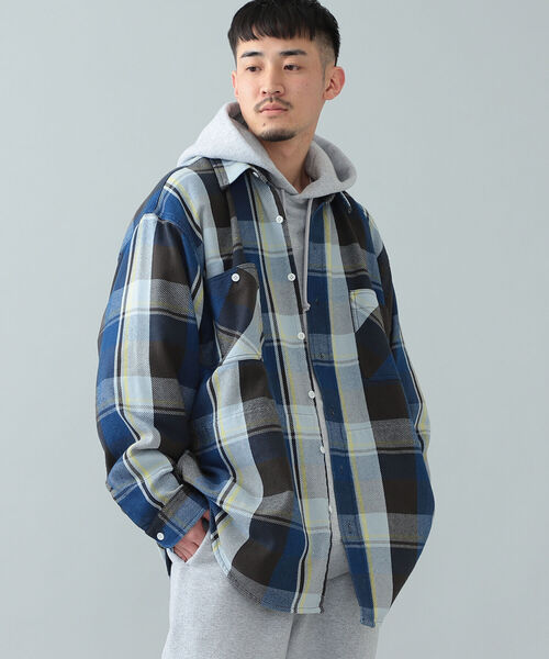BEAMS（ビームス）の「BEAMS / ヘビーネル チェック イージー ワークシャツ（シャツ/ブラウス・メンズ・イエロー/オレンジ・SMALL/MEDIUM/LARGE/X-LARGE）」の5枚目の写真