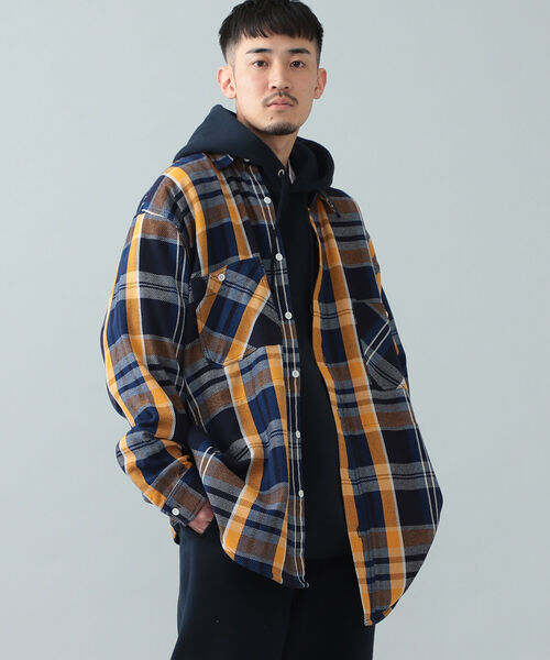 BEAMS（ビームス）の「BEAMS / ヘビーネル チェック イージー ワークシャツ（シャツ/ブラウス・メンズ・イエロー/オレンジ・SMALL/MEDIUM/LARGE/X-LARGE）」の9枚目の写真