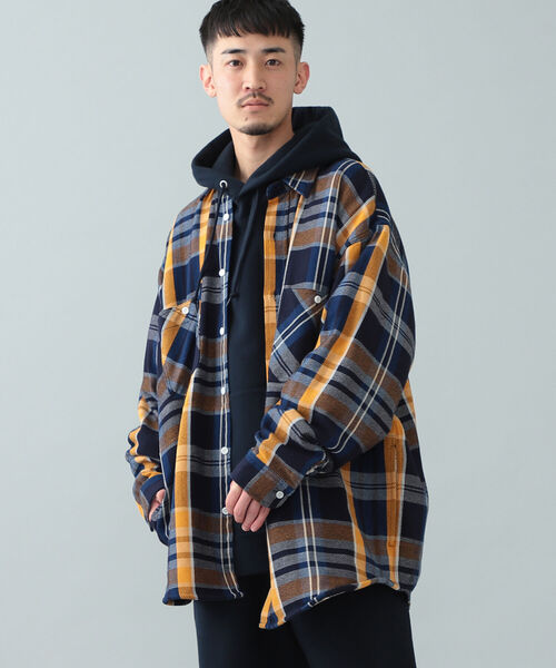 BEAMS（ビームス）の「BEAMS / ヘビーネル チェック イージー ワークシャツ（シャツ/ブラウス・メンズ・イエロー/オレンジ・SMALL/MEDIUM/LARGE/X-LARGE）」の10枚目の写真