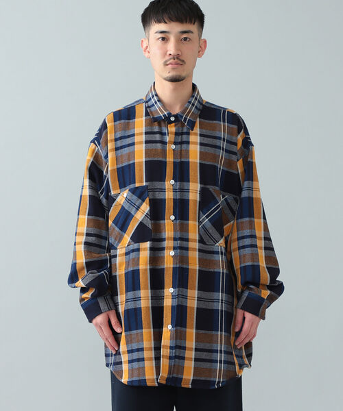BEAMS（ビームス）の「BEAMS / ヘビーネル チェック イージー ワークシャツ（シャツ/ブラウス・メンズ・イエロー/オレンジ・SMALL/MEDIUM/LARGE/X-LARGE）」の11枚目の写真