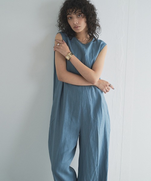 audrey and john wad（オードリーアンドジョンワッド）の「【Audrey and John Wad】リネンキャンバスノースリーブサロペット（サロペット/オーバーオール・レディース・ブラック/グレイッシュベージュ/グレイッシュブルー・S/M）」の18枚目の写真