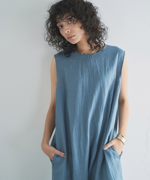 audrey and john wad（オードリーアンドジョンワッド）の「【Audrey and John Wad】リネンキャンバスノースリーブサロペット（サロペット/オーバーオール・レディース・ブラック/グレイッシュベージュ/グレイッシュブルー・S/M）」の11枚目の写真