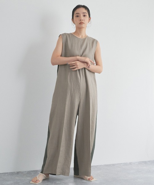 audrey and john wad（オードリーアンドジョンワッド）の「【Audrey and John Wad】リネンキャンバスノースリーブサロペット（サロペット/オーバーオール・レディース・ブラック/グレイッシュベージュ/グレイッシュブルー・S/M）」の7枚目の写真