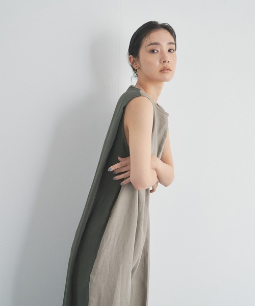 audrey and john wad（オードリーアンドジョンワッド）の「【Audrey and John Wad】リネンキャンバスノースリーブサロペット（サロペット/オーバーオール・レディース・ブラック/グレイッシュベージュ/グレイッシュブルー・S/M）」の13枚目の写真